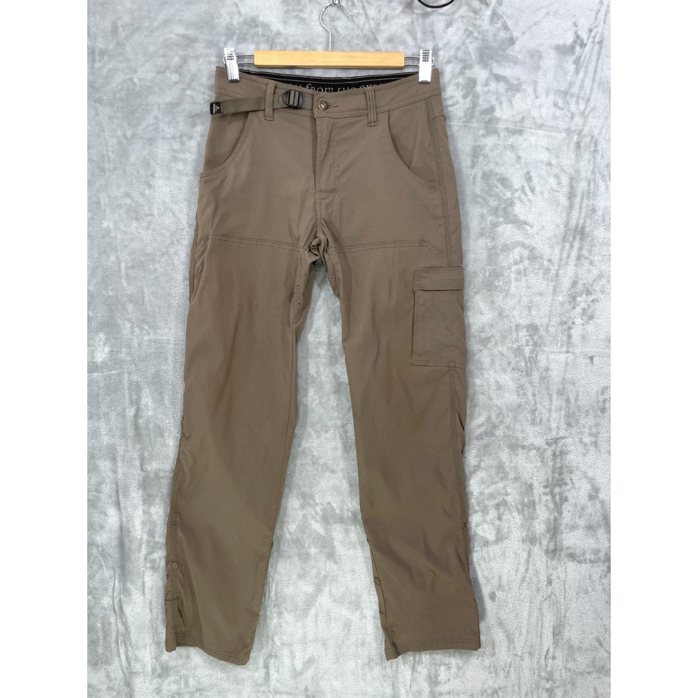 PrAna Zion Pants Mens 28x34 Stretch Hiking Outdoor Cargo Roll Tab Brown READ!
